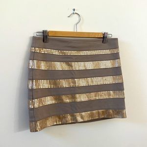 Express Gold sparkly sequined mini skirt